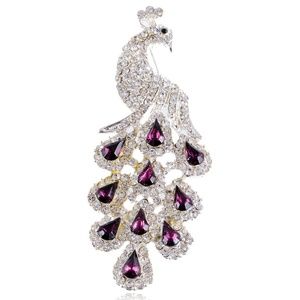 Crystal Peacock Brooch
